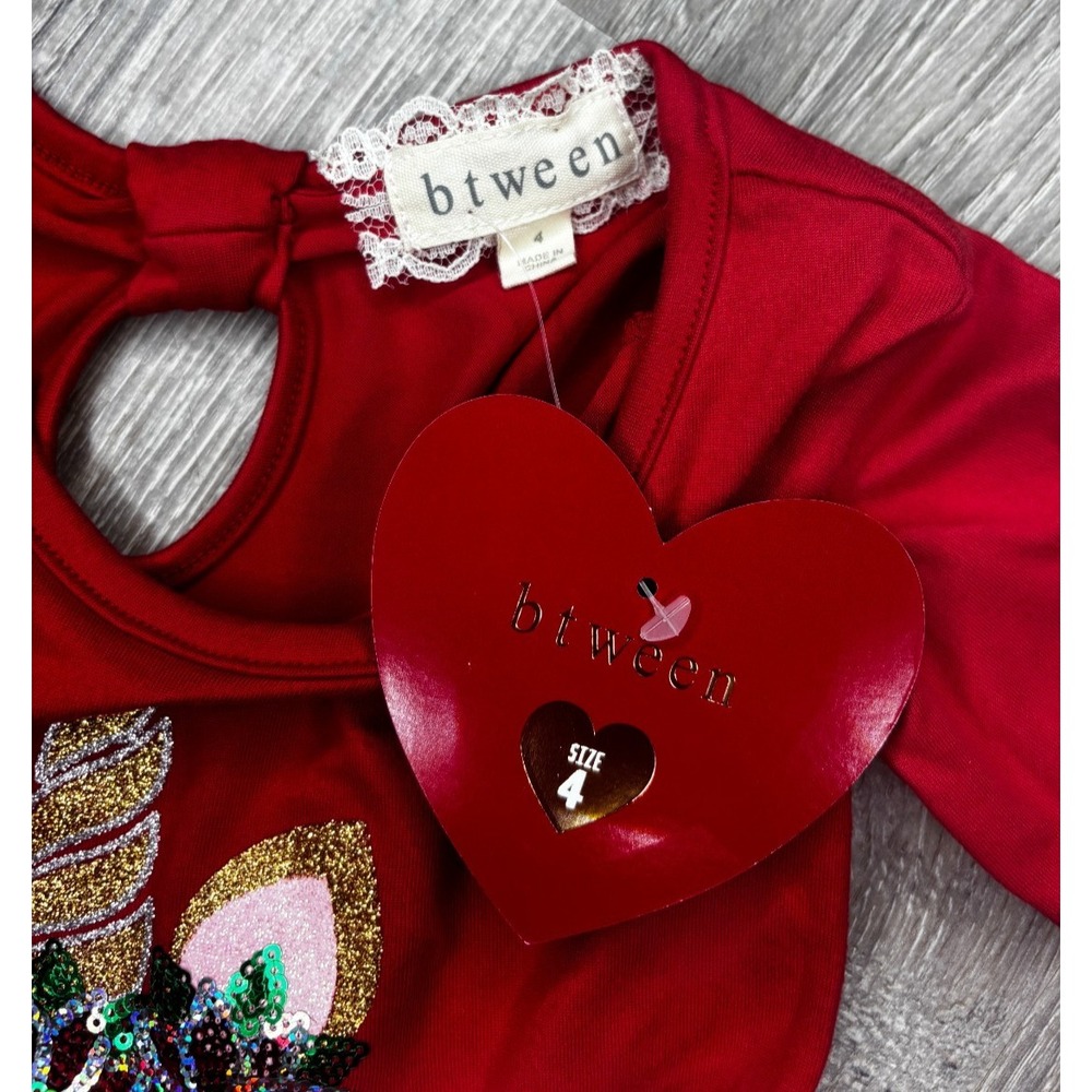 Girls Red Long Sleeve Dress Sequin Glitter Tutu Winter Christmas Holiday‎ Sz 4T - Picture 3 of 5